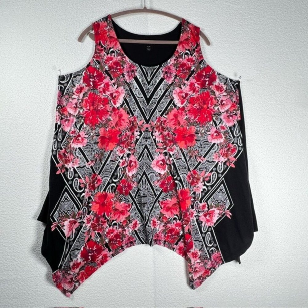 Roamans Womens Handkerchief-Hem Tunic Tank Plus Size 22/24 1X